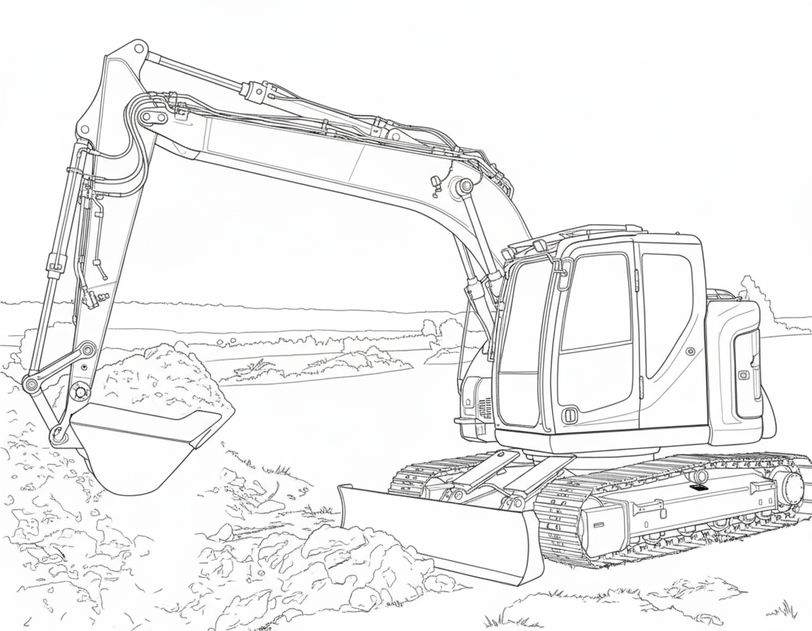 MSR EQUIPMENT HIRE | line drawing excavator 10t